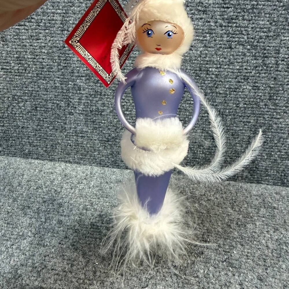 Department 56 Beaux Arts Winter Lady Glass Christmas Ornament Box